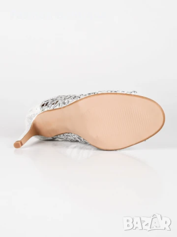 Сребристи сандали на ток, снимка 3 - Сандали - 51245863
