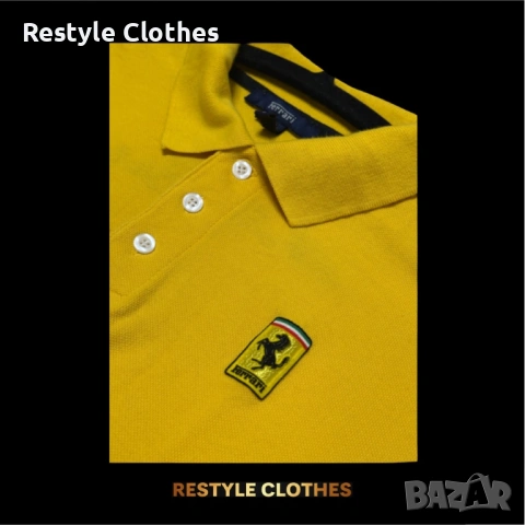 Жълта поло тениска - Ferrari , снимка 2 - Тениски - 53872597