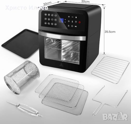 Фритюрник с горещ въздух Фурна Air fryer ЕЪР ФРАЙЪР Ultratec 12 литра 1700W, снимка 3 - Фритюрници - 45778180