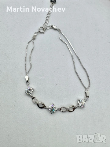 Сребърна гривна с мойсанит (Диамант) 1.5 карата, снимка 9 - Гривни - 53646827