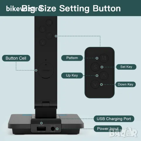 Настолна лампа, LED димируема с функция за зареждане, часовник нощна лампа 10 W  НОВА, снимка 3 - Настолни лампи - 50019489