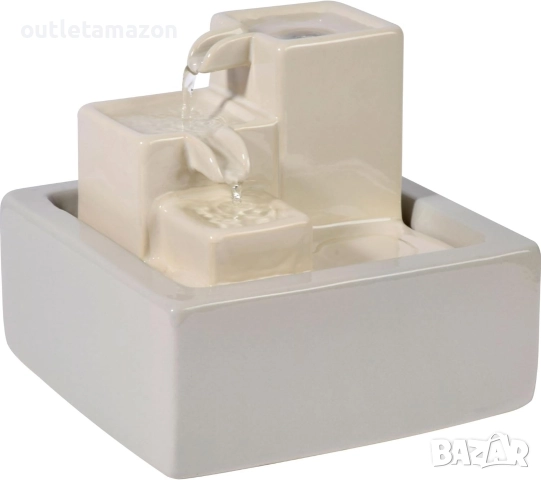 dobrar® Малък тристепенен керамичен водопад в каменен дизайн - Вътрешен фонтан с помпа 