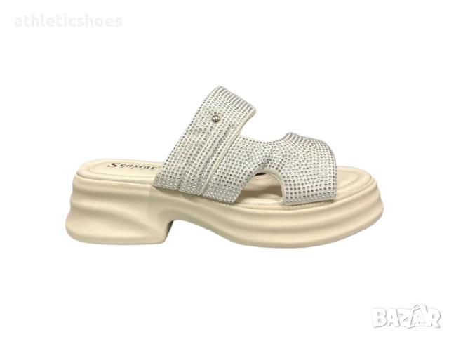 Дамски чехли на платформа с камъни , снимка 3 - Чехли - 50515618