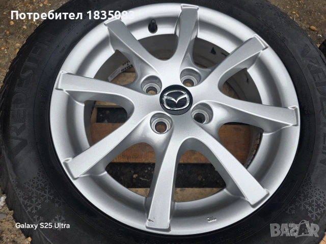 Лети джанти 15ки 4х100 Mazda + зимни гуми 185/65/15 Vredestein, снимка 4 - Гуми и джанти - 53425590