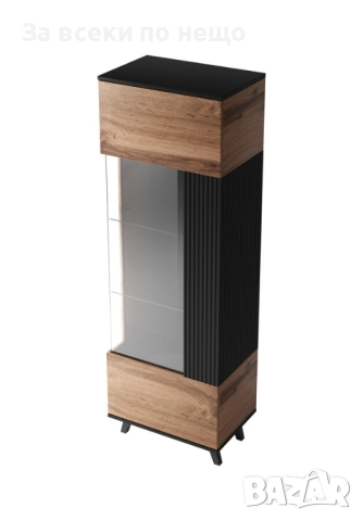 Витрина RANDOM W-1 дъб вотан/черно Код P1345, снимка 4 - Секции и витрини - 52016317