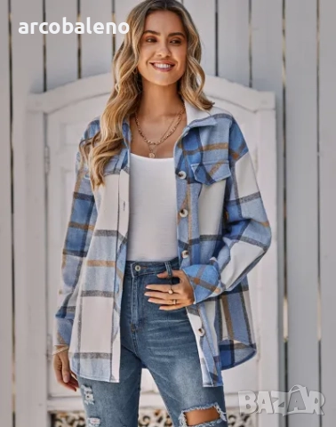 Дамско ежедневно карирано яке с колан