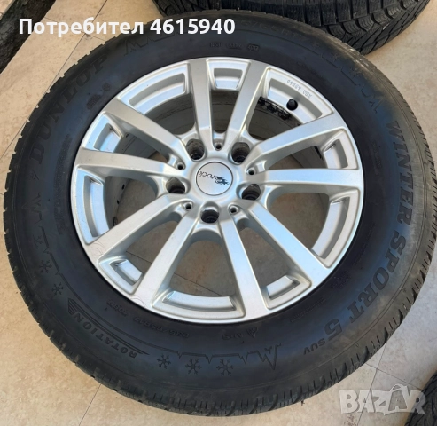 4бр. 17" джанти BROCK със зимни гуми DUNLOP SPORT 5 235/65/17 междуболтово 5x130 вътр ф71,5мм, снимка 3 - Гуми и джанти - 52233413