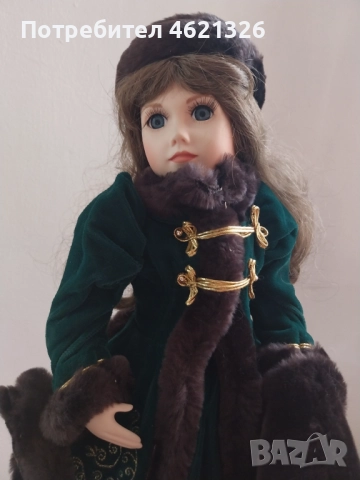 Винтидж порцеланова кукла Катрин-Роуз от колекцията “Викториански зимни принцеси” на Франклин Минт