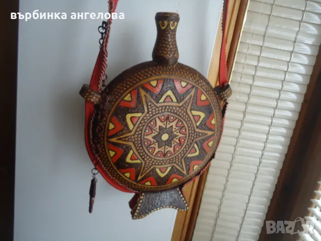 Бъклица, дървена,ръчно рисувана, шарки с пирограф, снимка 6 - Колекции - 49695912