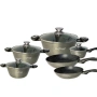 Комплект съдове за готвене Cheffinger от лят алуминий с мраморно покритие – 10 части, индукционни, снимка 3
