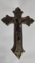 Стар стенен кръст Разпятие Христово от метал, снимка 1