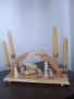 Немски дървени старинни Коледни въртележка и свещник, снимка 1