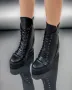 Боти на платформа - черна кожа, снимка 3