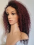 Естествена афро перука къдрава черна с тъмно червени бородо кичури с дантела 13х4, снимка 5