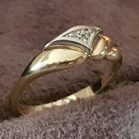 Стилен пръстен ЗЛАТЕН 14 карата диаманти БРИЛЯНТИ злато, снимка 2 - Пръстени - 45596792