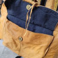 естествена кожа голяма чанта,натурален кафяв цвят  PIECES , снимка 7 - Чанти - 45840595