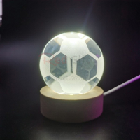 LED Светеща кристална топка/лампа, 3D сензорна - Футболна топка, снимка 3 - Настолни лампи - 45035014