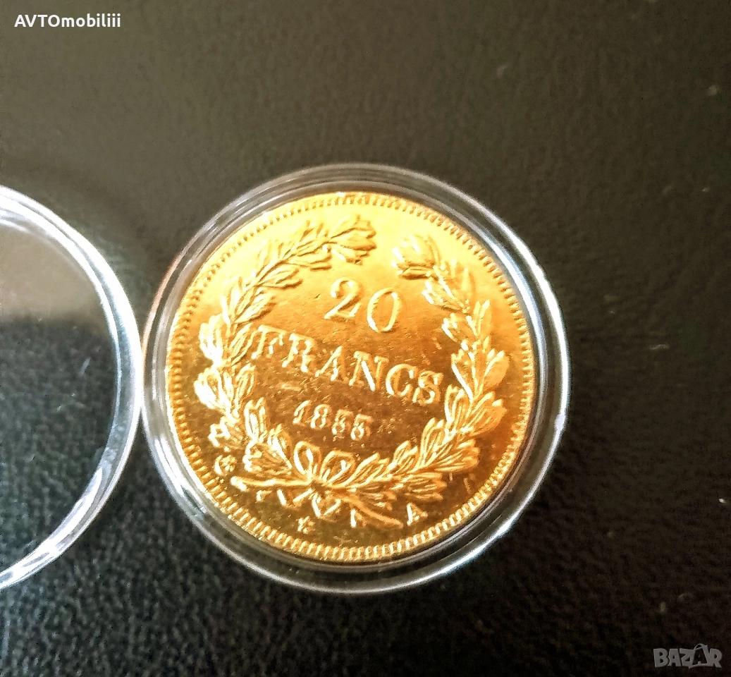 Позлатена монета 20 франка 1833 г Филип 1, снимка 1