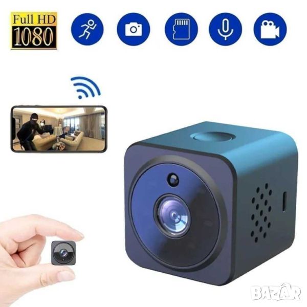 Безжична WiFi шпионска камера, 1080P, 500 mAh, 45x34x34 mm, снимка 1
