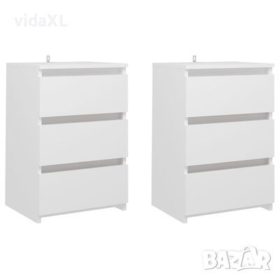 vidaXL Нощни шкафчета, 2 бр, бели, 40x35x62,5 см, ПДЧ(SKU:806212, снимка 1