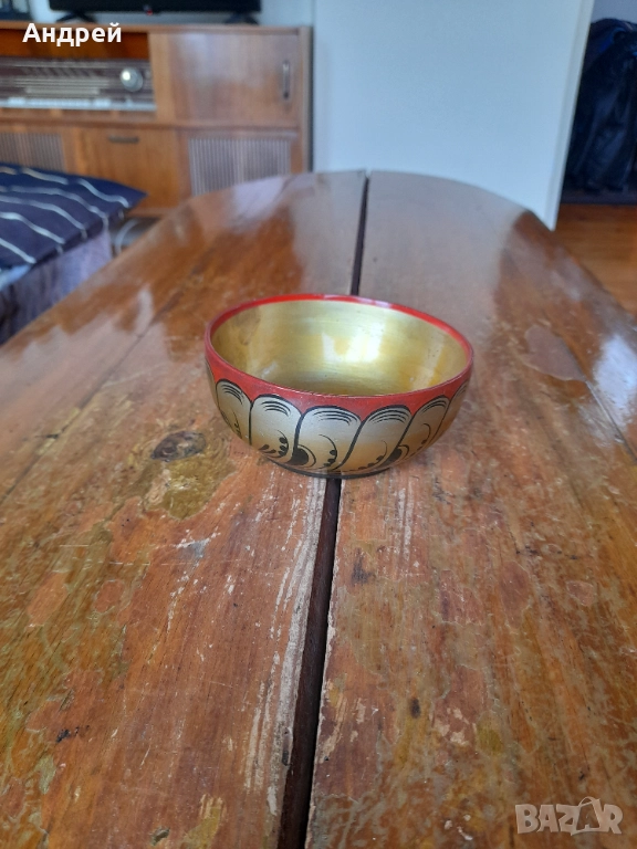 Стара дървена паница,хохлома #10, снимка 1