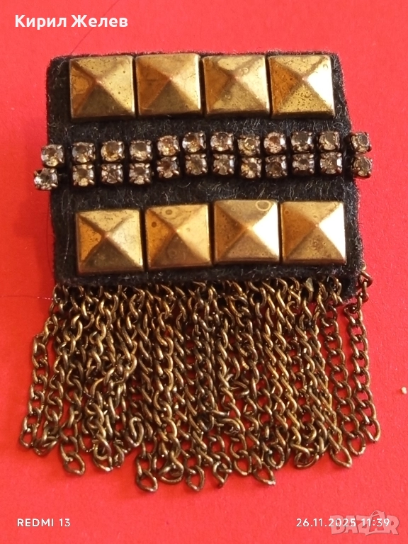 Старинна етнографски стил месингова брошка украшение за носия колекция 52207, снимка 1