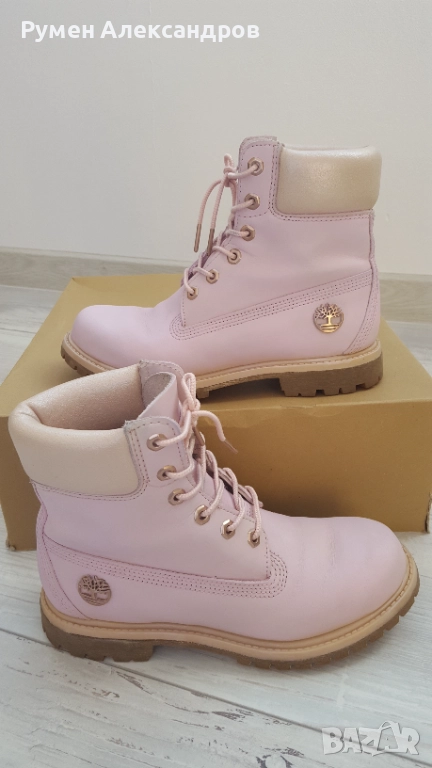 Дамски кожени розови боти Timberland размер 38, снимка 1