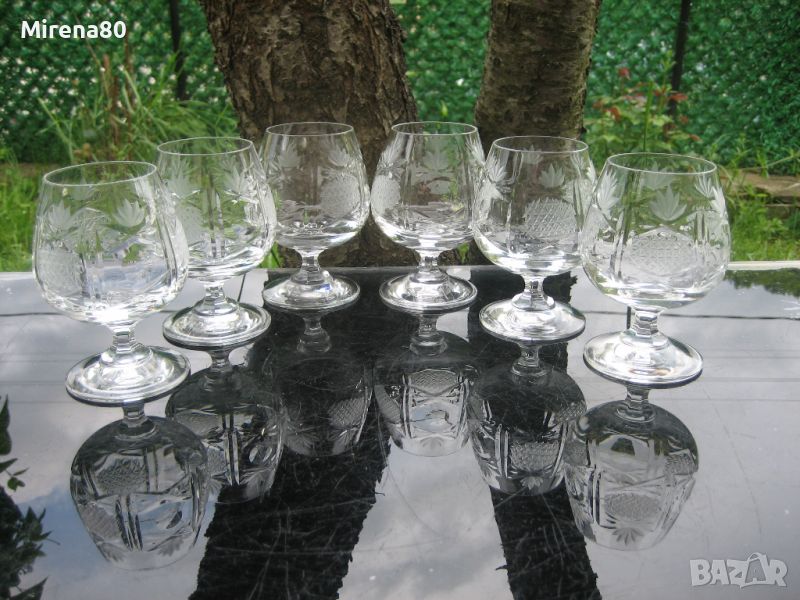 Кристални чаши за коняк - 4 + 2 бр., снимка 1