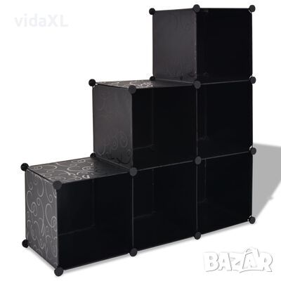 vidaXL Шкаф за съхранение, на кубове, 6 отделения, черен(SKU:244923, снимка 1