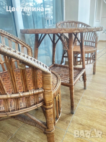 Ратанов комплект , снимка 2 - Градински мебели, декорация  - 53583312