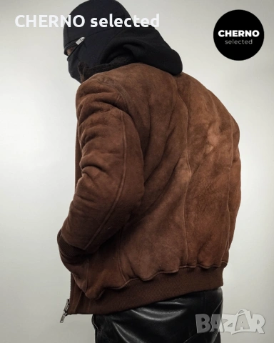 Мъжко бомбър яке от естествена кожа SELECTED HOMME NORTON Lamb Shearling Bomber Jacket – L•M - НОВО, снимка 10 - Якета - 53685679