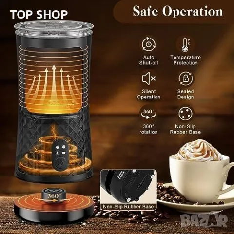 Нова Електрически Млекопенител 4 в 1 Гореща Студена Пяна 240ml Неръждаема Стомана, снимка 5 - Други стоки за дома - 49956846