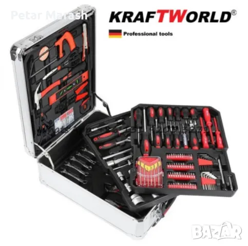 Куфар с инструменти 499 части KraftWorld – тресчотни ключове,тресчотка, клещи, отвертки, снимка 4 - Куфари с инструменти - 50335560