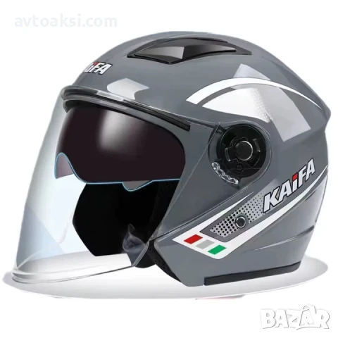 Каска за Мотор/Скутер/АТВ Черна/Сива два цвята, снимка 2 - Аксесоари и консумативи - 51244919