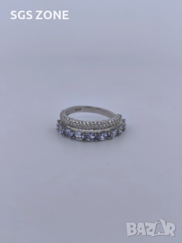 НЕЖЕН ПРЪСТЕН ОТ ТАЙЛАНД С ТАНЗАНИТ, снимка 4 - Пръстени - 52392915