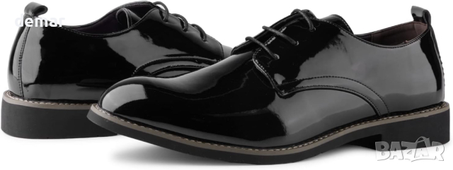 Мъжки лачени обувки класически модни Оксфорд, черни, размер 42, снимка 2 - Официални обувки - 45070782