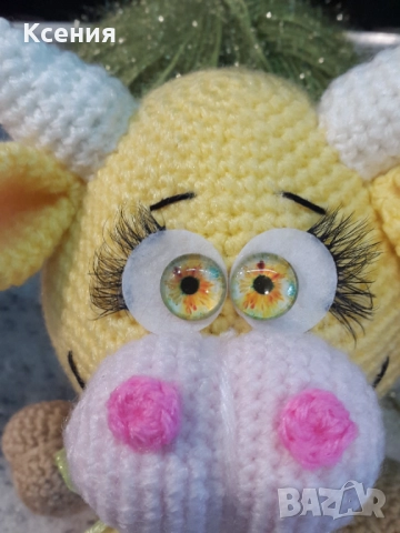 Плетена играчка Бик, Бик малък, Плетени, ръчно изработени, прекрасен подарък, снимка 5 - Плюшени играчки - 52062853