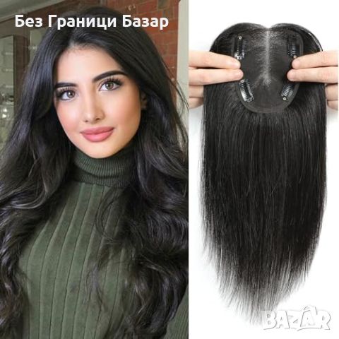 Нов топер за коса за жени с изтъняване и косопад Естетвено черен, снимка 1 - Аксесоари за коса - 45885890