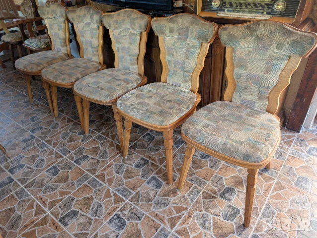 ✨Комплект от 5 масивни дървени столове (дърворезба)✨, снимка 7 - Столове - 50596043