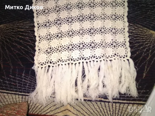 Шал плетен на една кука нов 186 см с ресните -те са по 17см, снимка 8 - Декорация за дома - 49680928