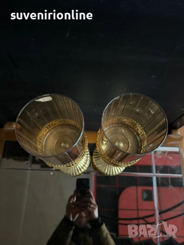 двойка луксозни златисти свещници , снимка 3 - Декорация за дома - 34700422