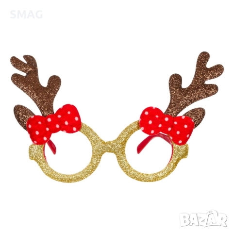 Коледни очила с еленски рога и червени панделки_1196929, снимка 4 - Други - 52731388