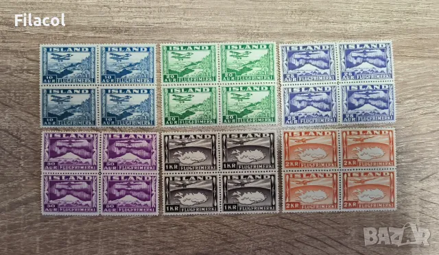 Исландия 1934 Въздушна поща MNH карета пълна серия