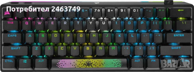 Клавиатура Corsair K70 Pro Mini Wireless 60%, Cherry MX Red, Qwerty US, Черен, снимка 1 - Клавиатури и мишки - 47750418