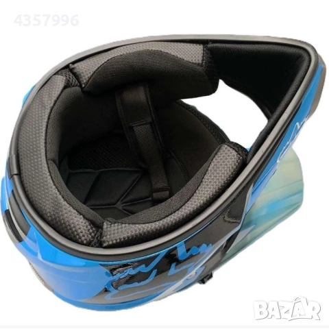 Крос каска за Мотор, Вело, АТВ-размер S и M, Син-червен с бял, снимка 10 - Аксесоари и консумативи - 52828661