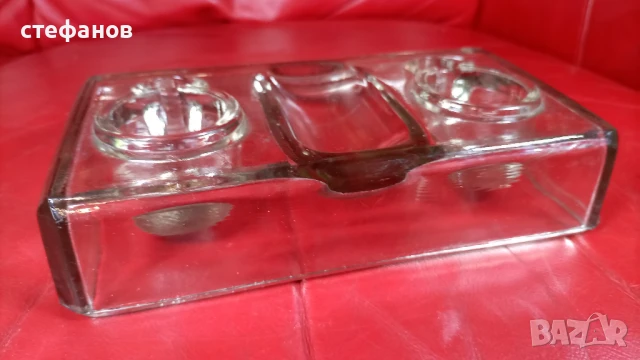 Ретро стъклена мастилница от едно време, неползвана, снимка 5 - Антикварни и старинни предмети - 51143166