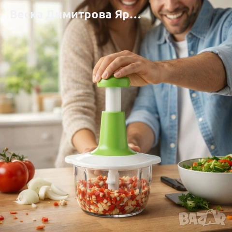 Ръчен кухненски чопър 900 мл с 3 остриета от неръждаема стомана Cheffinger, снимка 3 - Чопъри и пасатори - 53132833