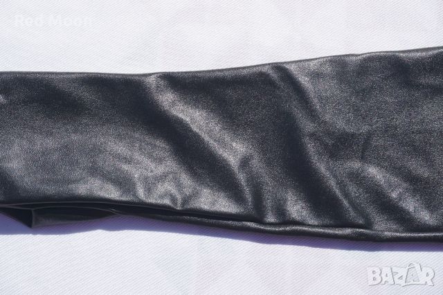 Дълги Черни Ръкавици От Изкуствена Кожа Размер S, снимка 3 - Ръкавици - 45483178