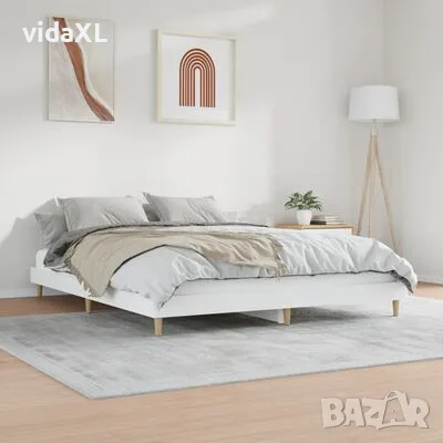 vidaXL Рамка за легло без матрак Бяла 160x200 см инженерно дърво（SKU:832021）, снимка 6 - Спални и легла - 48823642