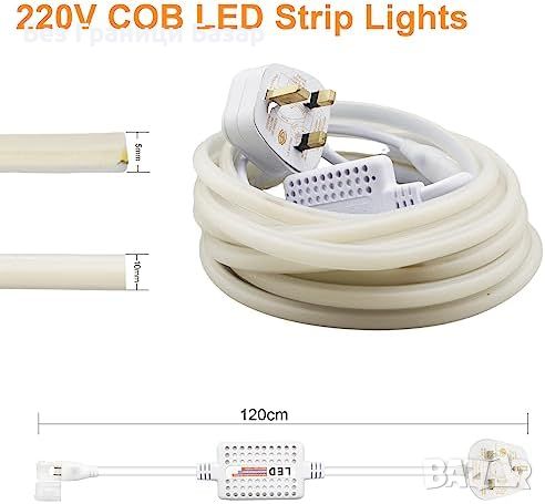Нова 220V COB LED Лента 20m 288LED/м Водоустойчива за Външна Употреба, снимка 2 - Лед осветление - 45508150